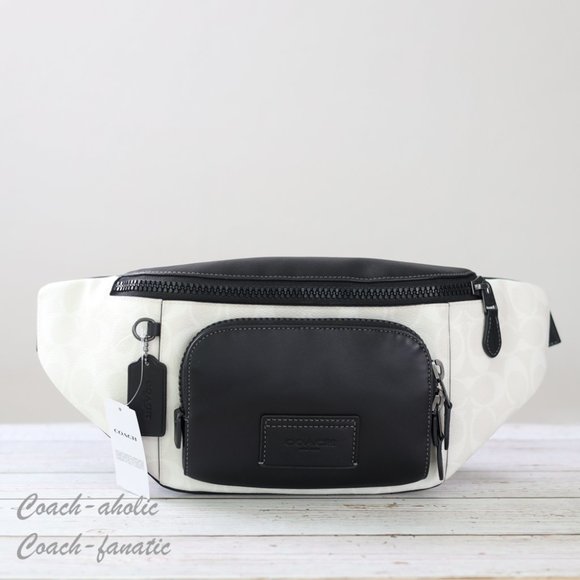 NWT Coach CP014 Track Belt Bag In Colorblock Signature Canvas Chalk/Black - Picture 5 of 12